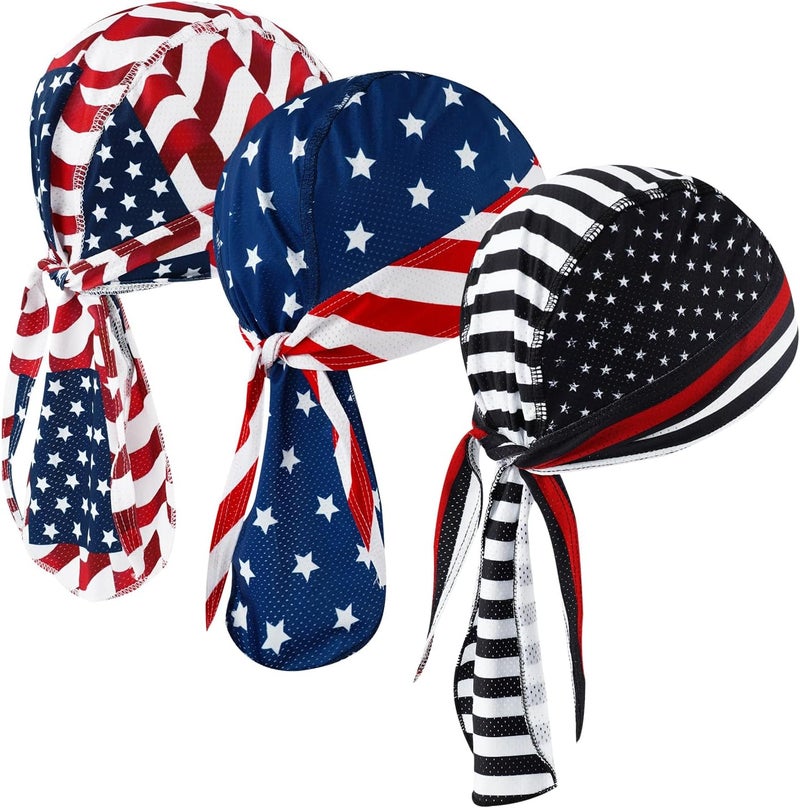 DOCILA 3 Pcs Do Rags for Men Skull Cap Bandana Hat Breathable Helmet Linner Beanie - Image 1